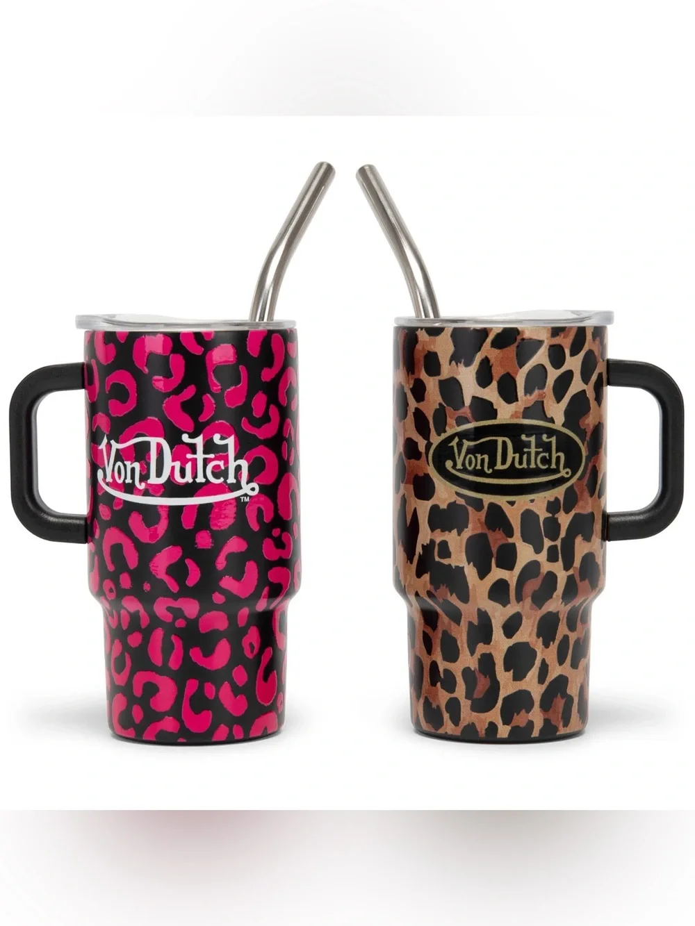 Von Dutch- 2 Piece Mini Tumbler Set - Gold Leopard & Hot Pink Leopard